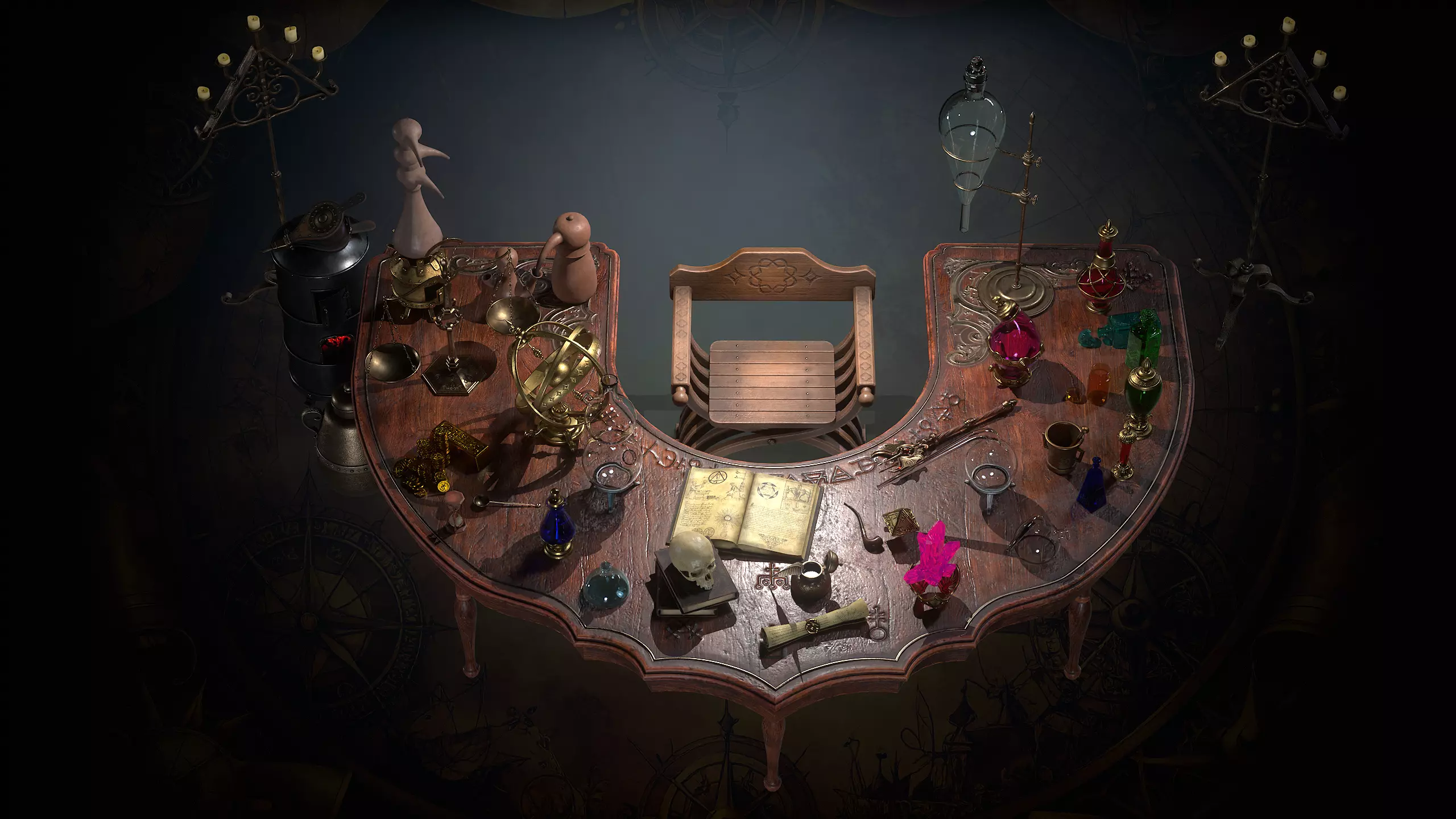 Alchemy Magic Lab Low-poly 3D model_0