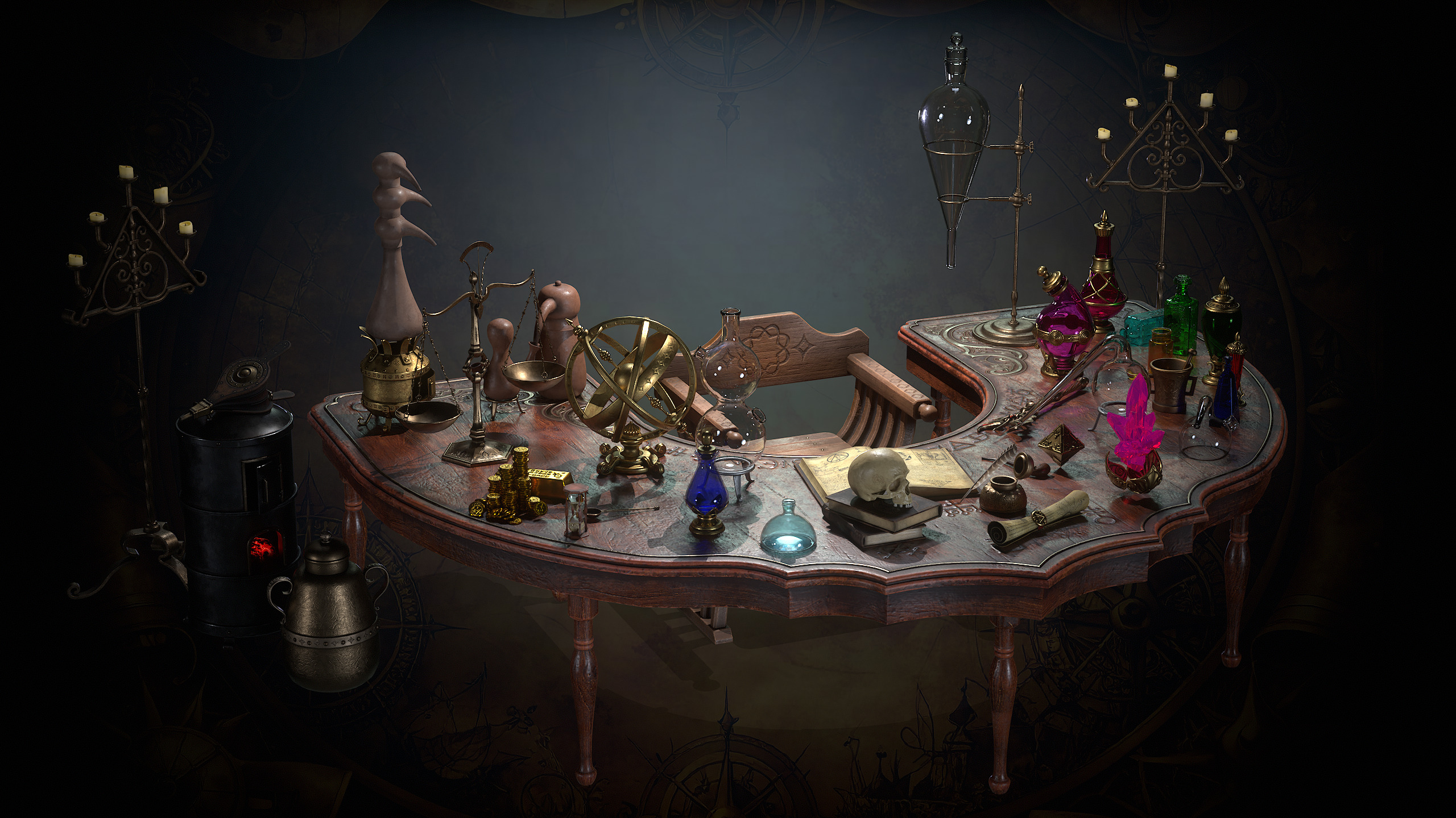 Alchemy Magic Lab Low-poly 3D model_16