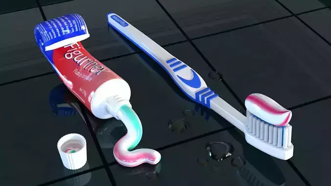 Toothpaste and Toothbrush 002 3D model