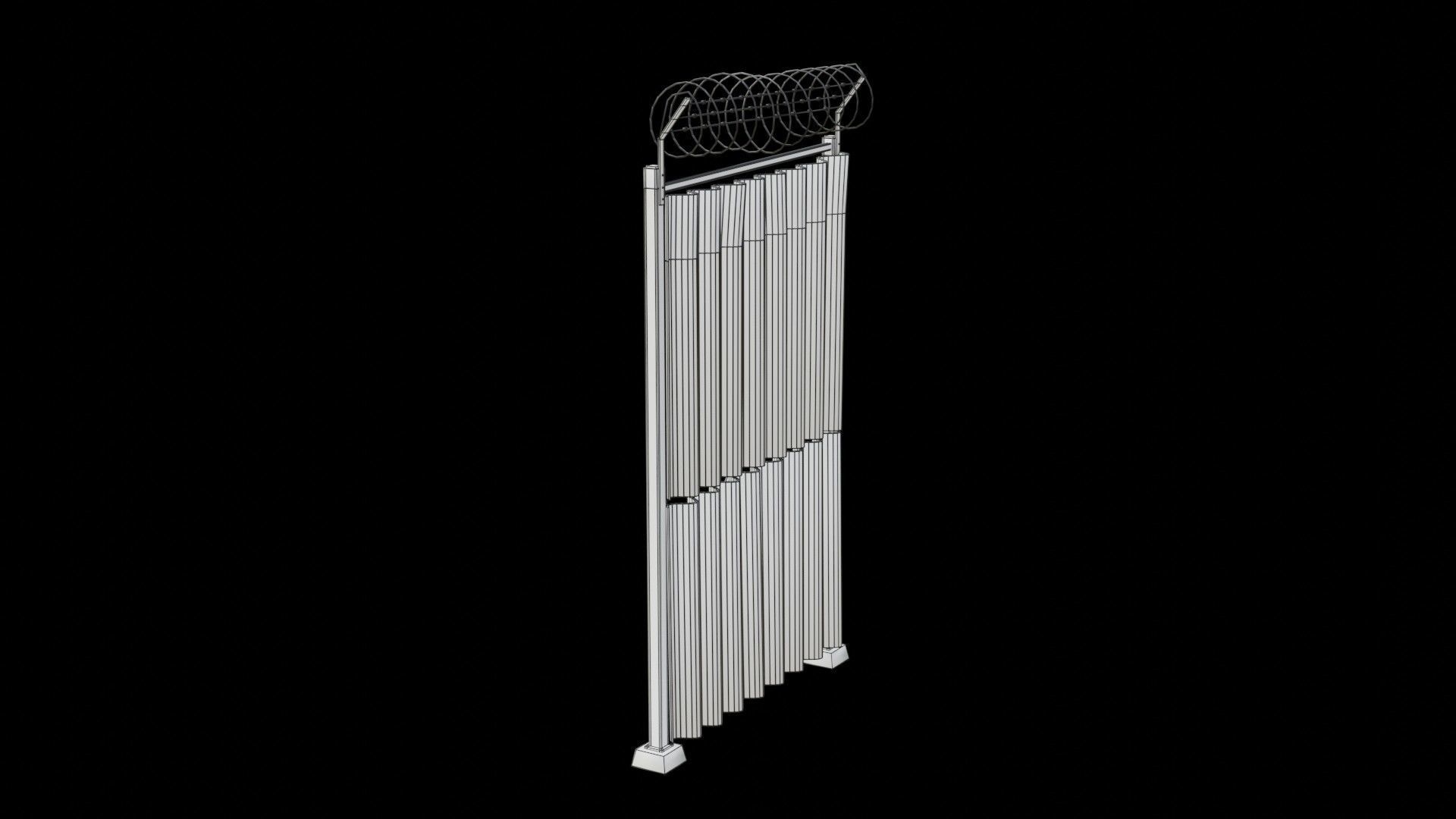 Sheet Metal Fence Low-poly 3D model_15