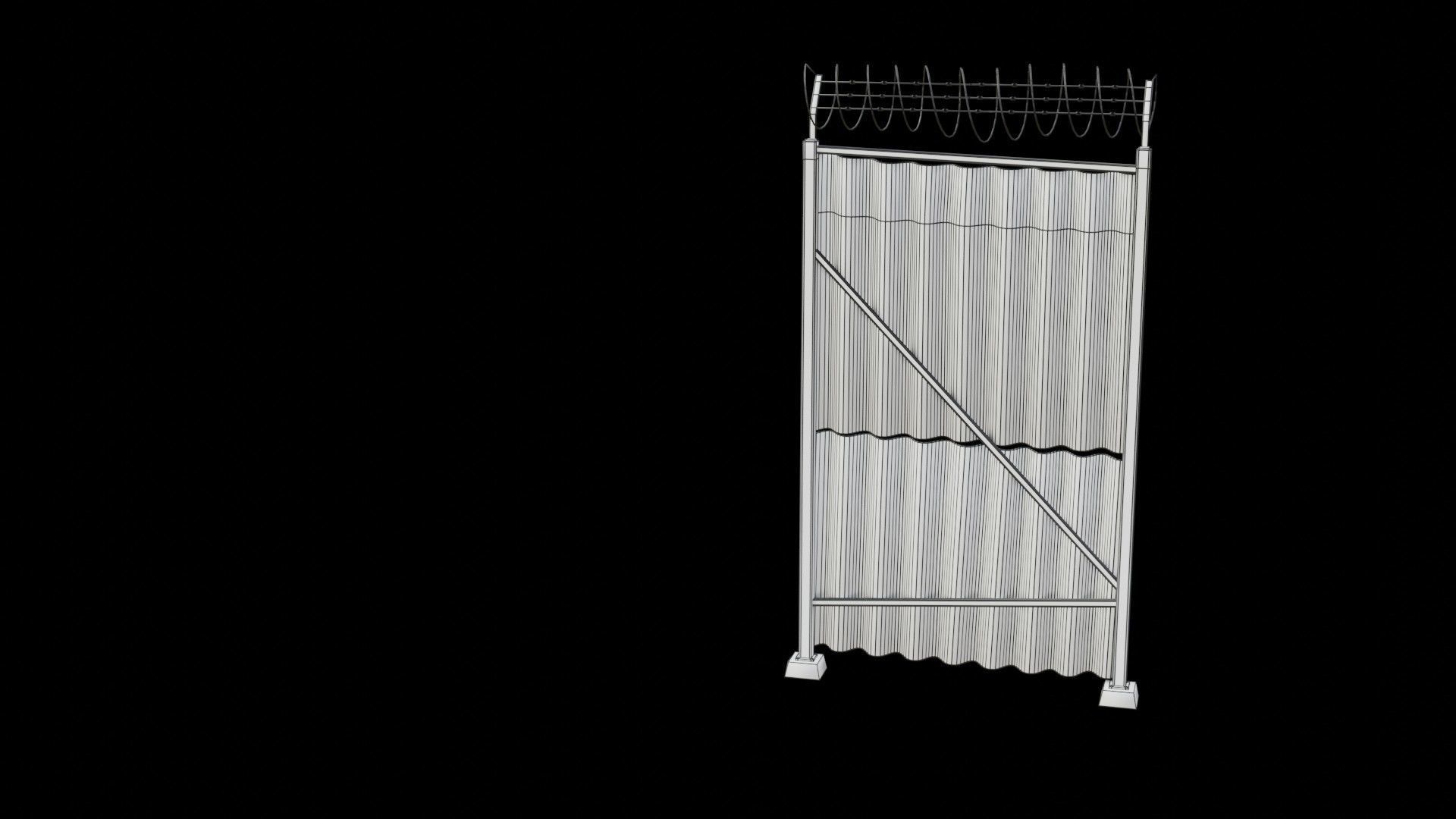 Sheet Metal Fence Low-poly 3D model_33