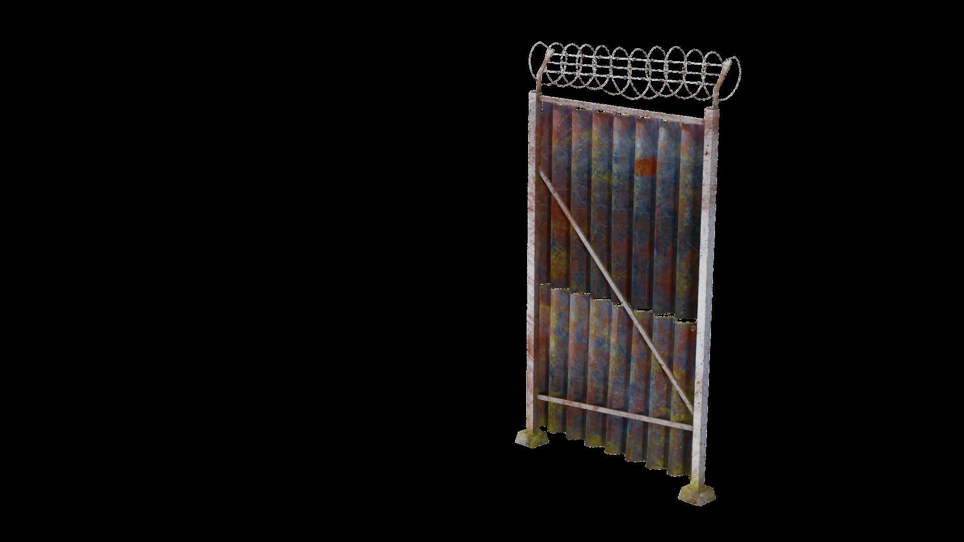 Sheet Metal Fence Low-poly 3D model_94