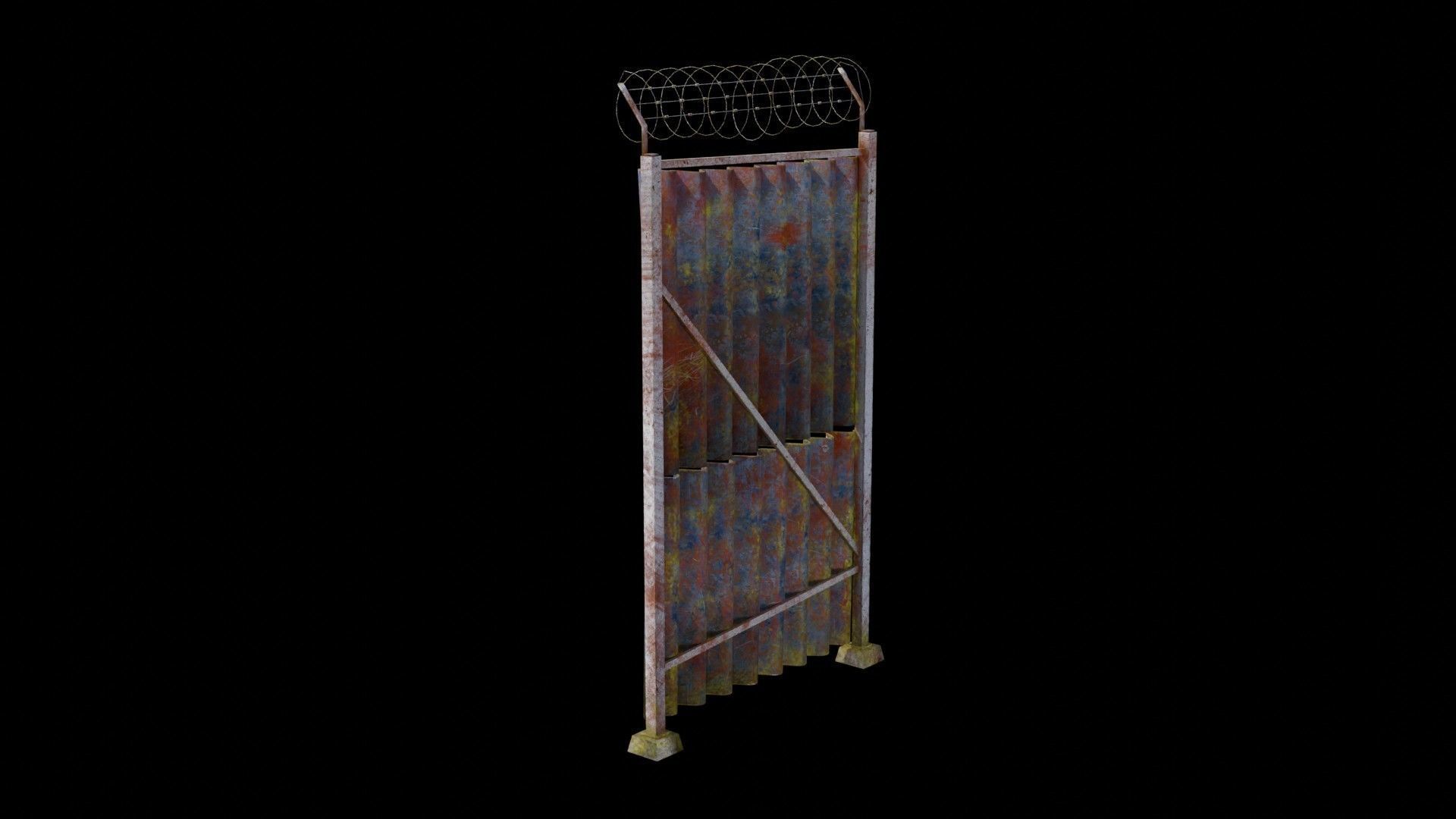 Sheet Metal Fence Low-poly 3D model_105