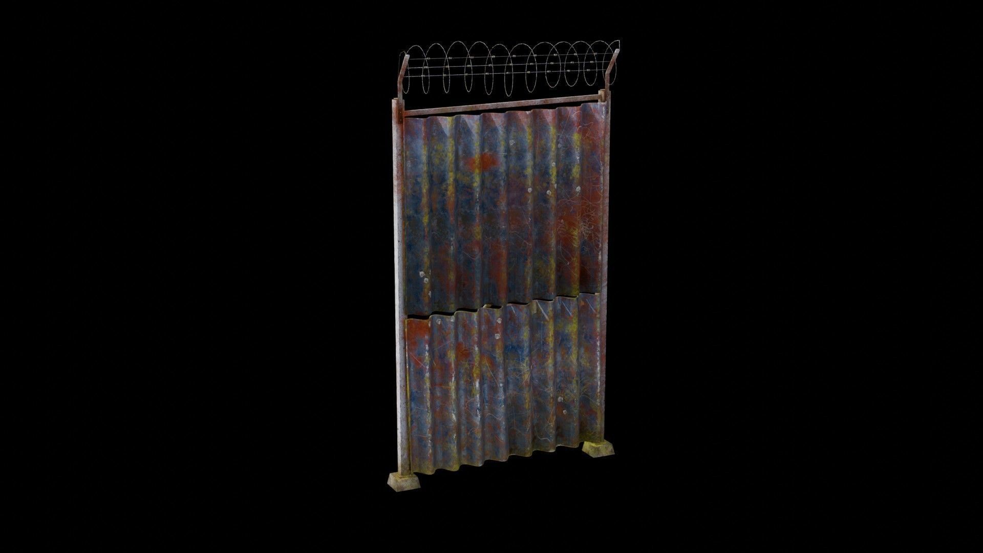 Sheet Metal Fence Low-poly 3D model_133