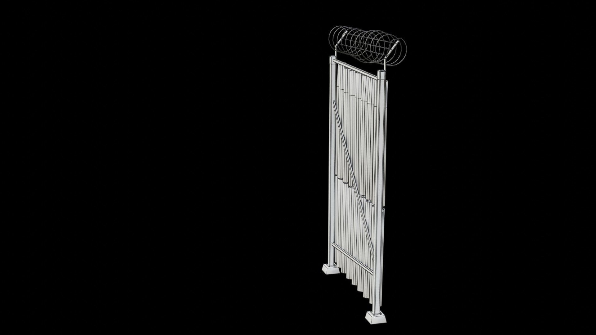 Sheet Metal Fence Low-poly 3D model_23