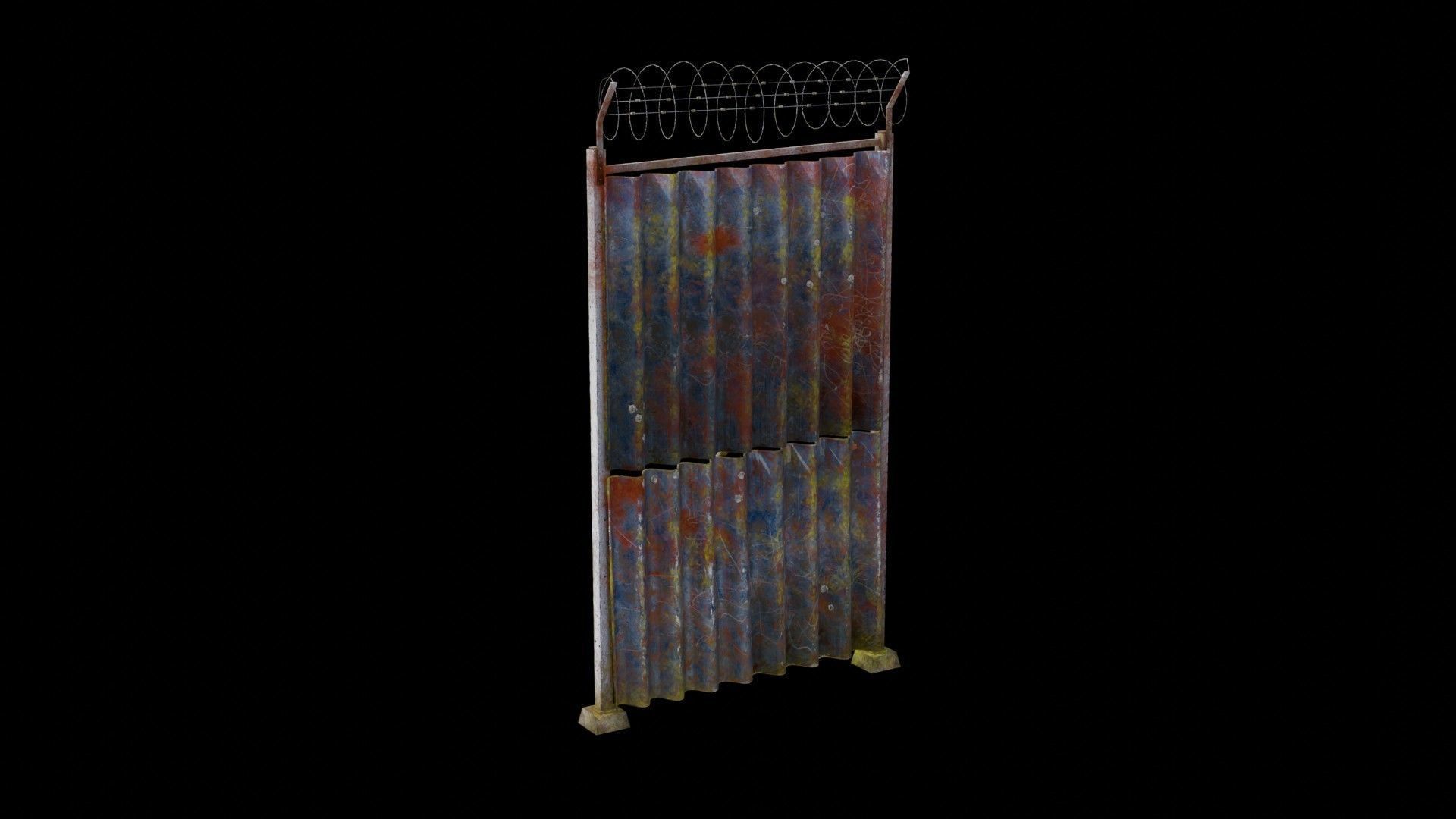 Sheet Metal Fence Low-poly 3D model_73
