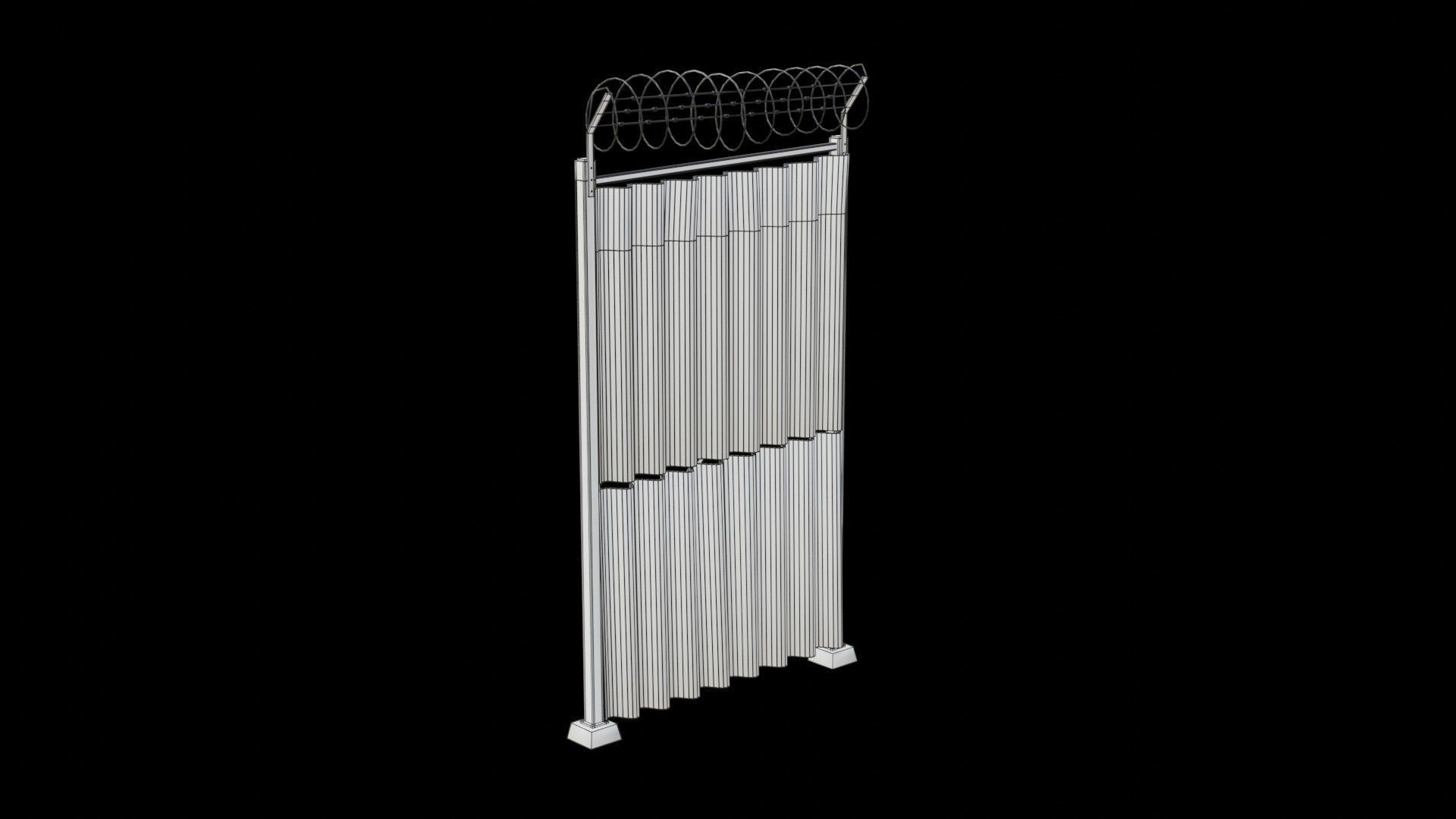 Sheet Metal Fence Low-poly 3D model_13