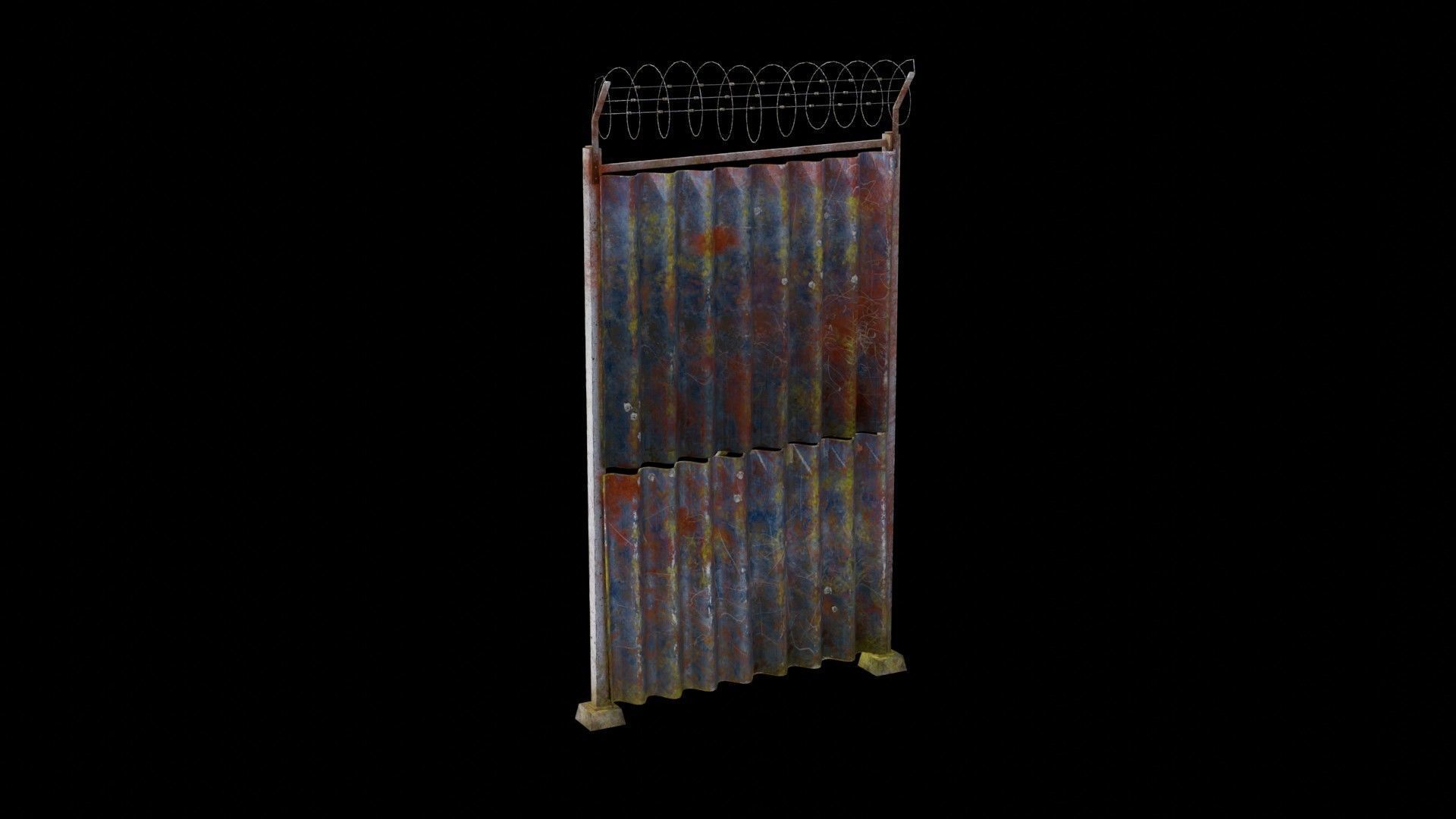 Sheet Metal Fence Low-poly 3D model_70