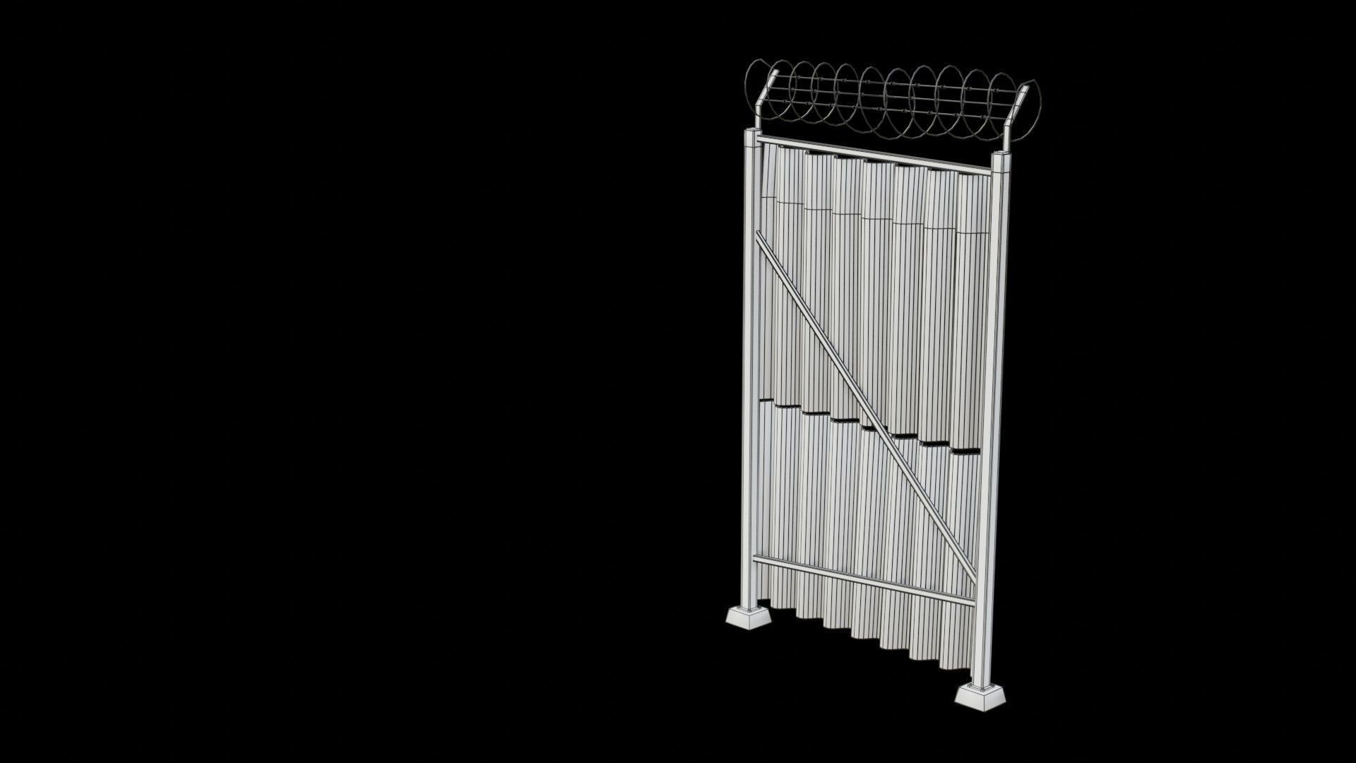 Sheet Metal Fence Low-poly 3D model_27