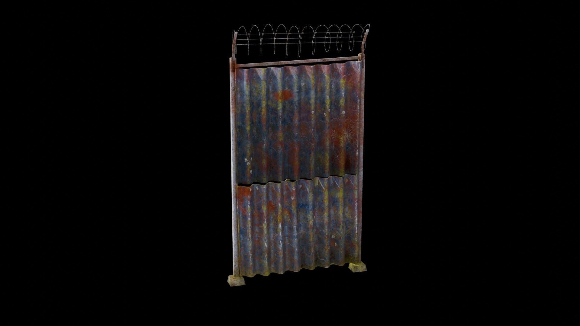 Sheet Metal Fence Low-poly 3D model_129