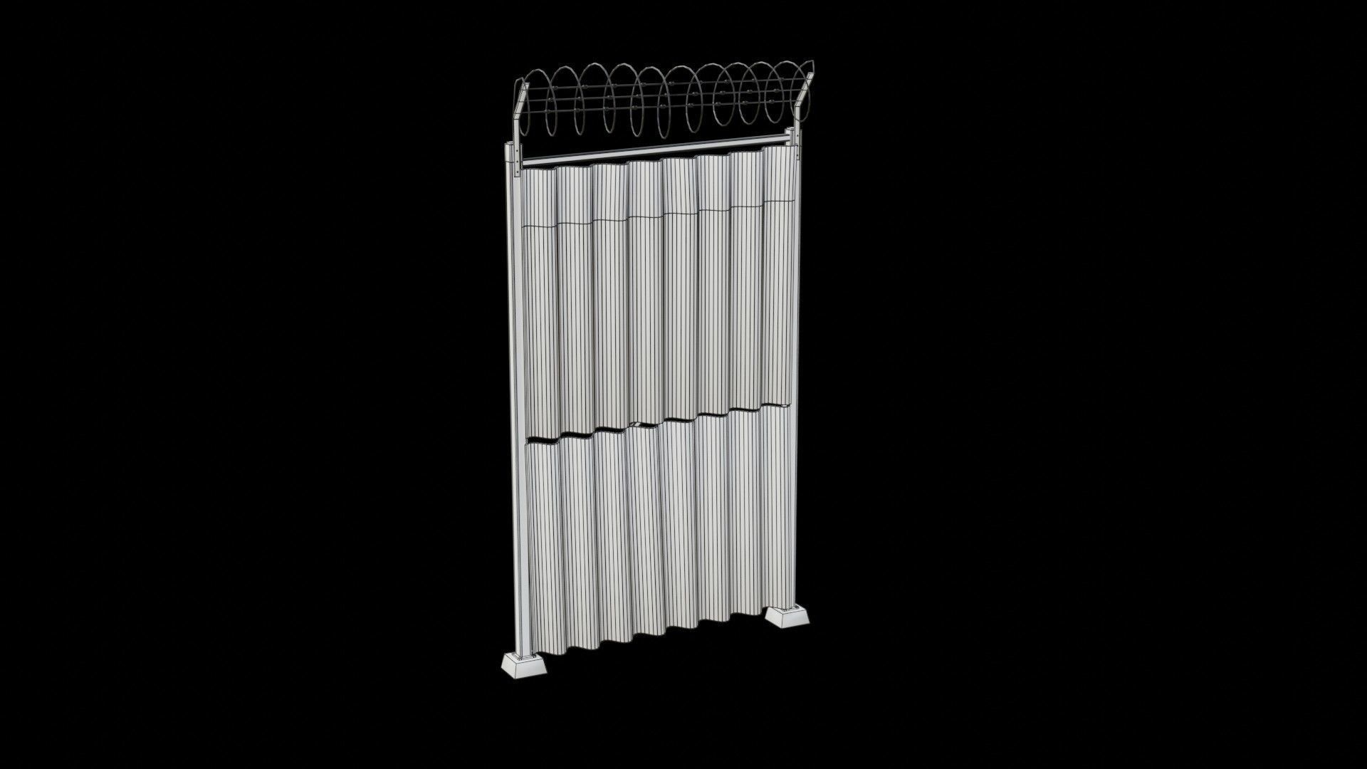 Sheet Metal Fence Low-poly 3D model_2