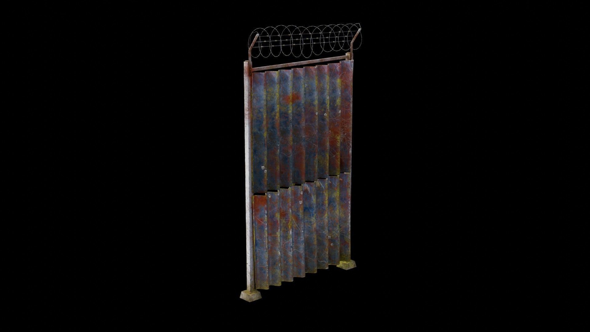 Sheet Metal Fence Low-poly 3D model_76