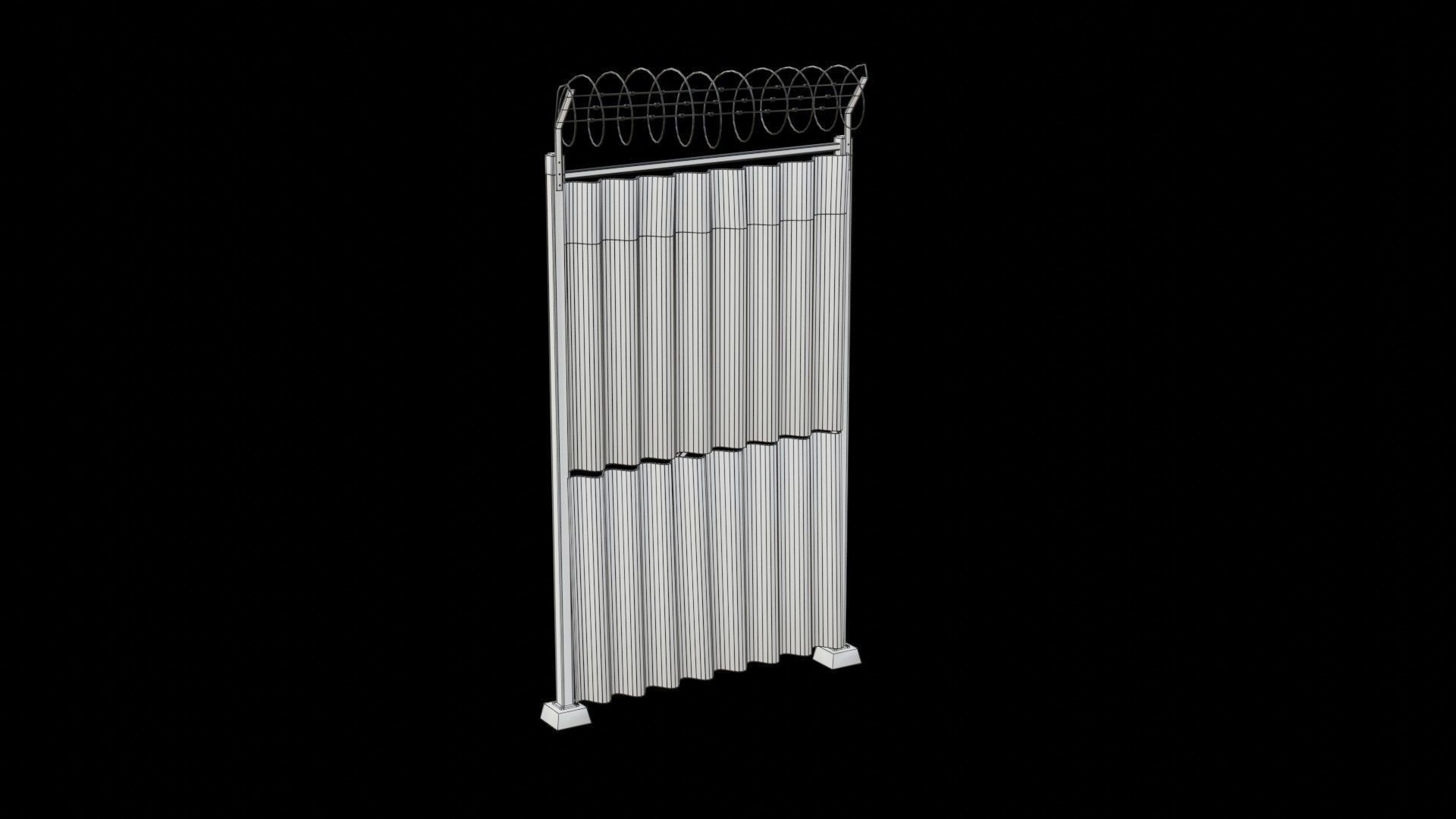 Sheet Metal Fence Low-poly 3D model_6