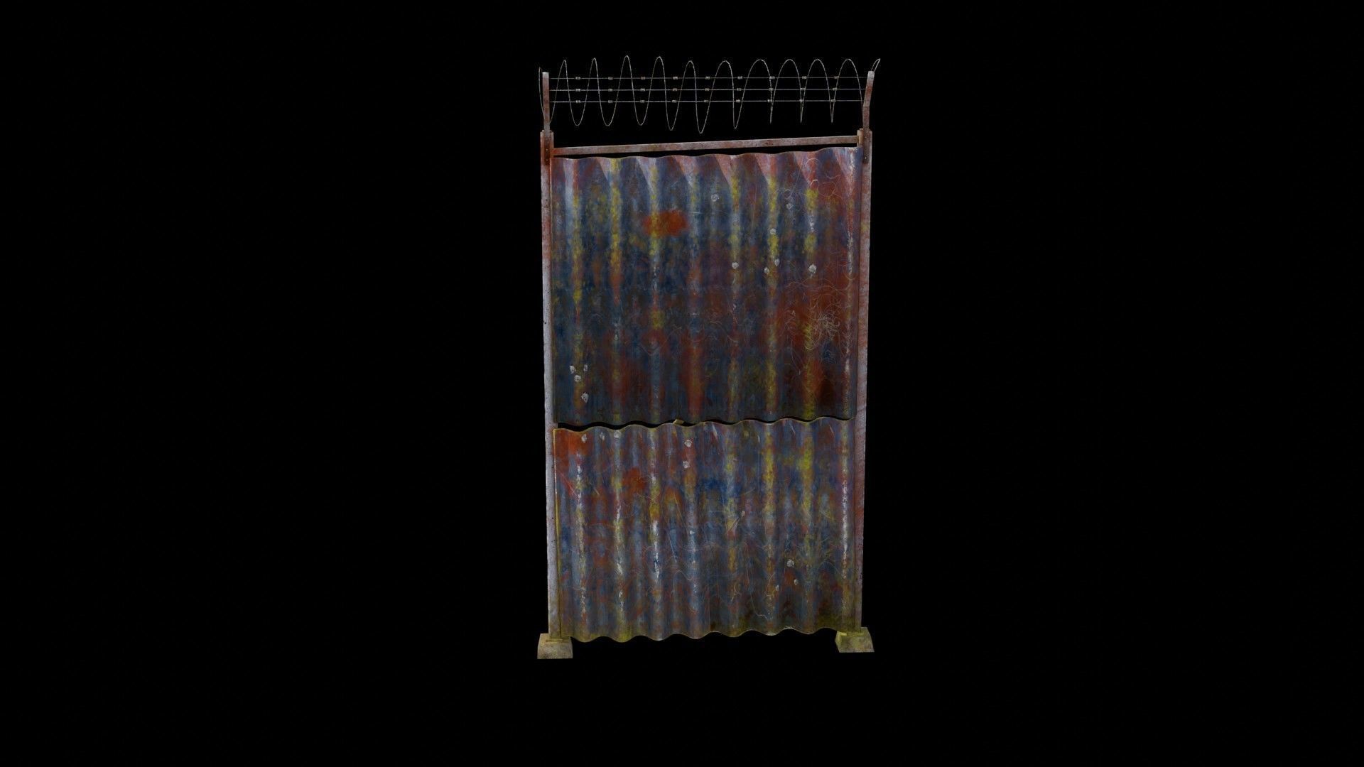 Sheet Metal Fence Low-poly 3D model_125