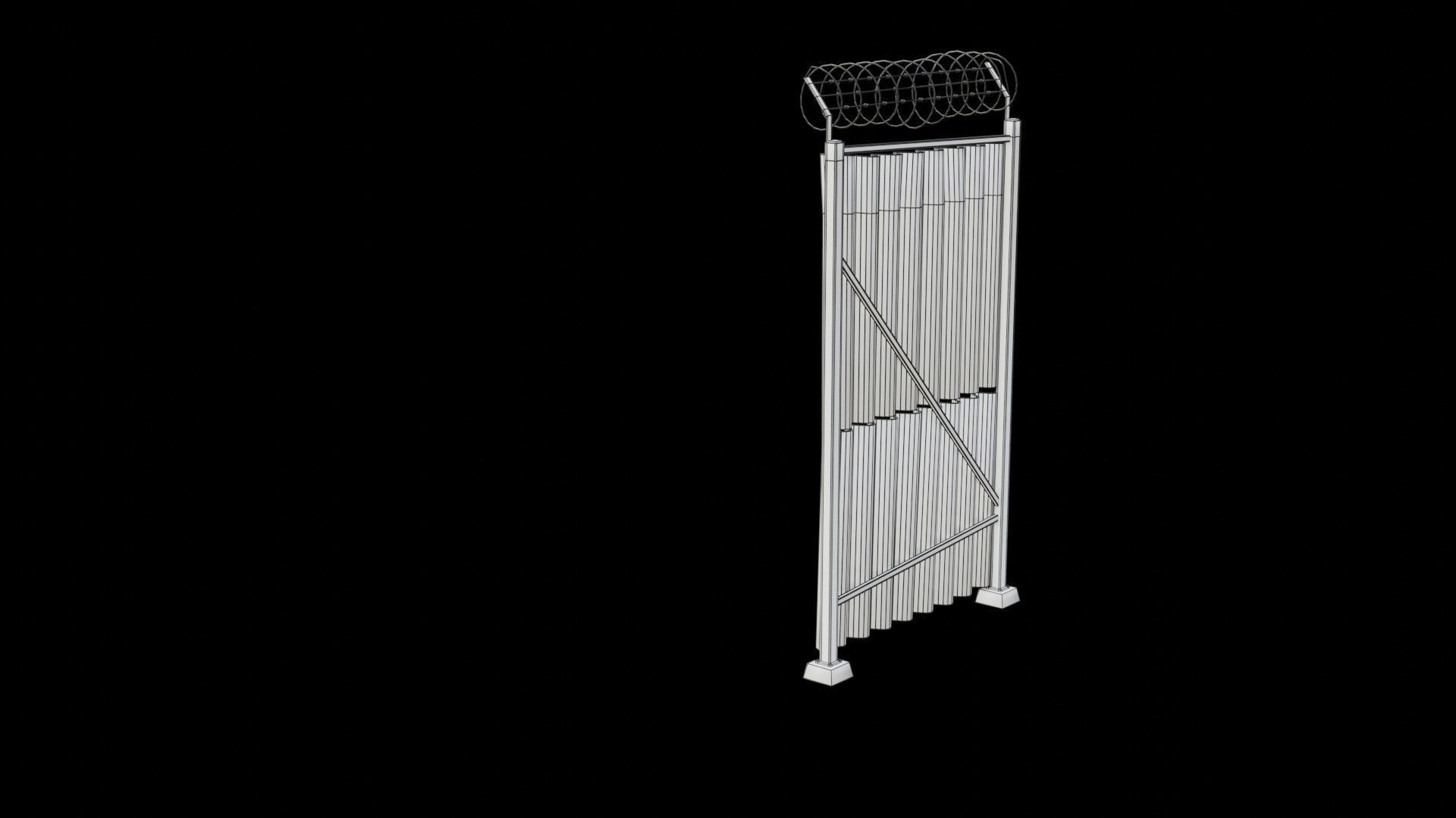 Sheet Metal Fence Low-poly 3D model_41