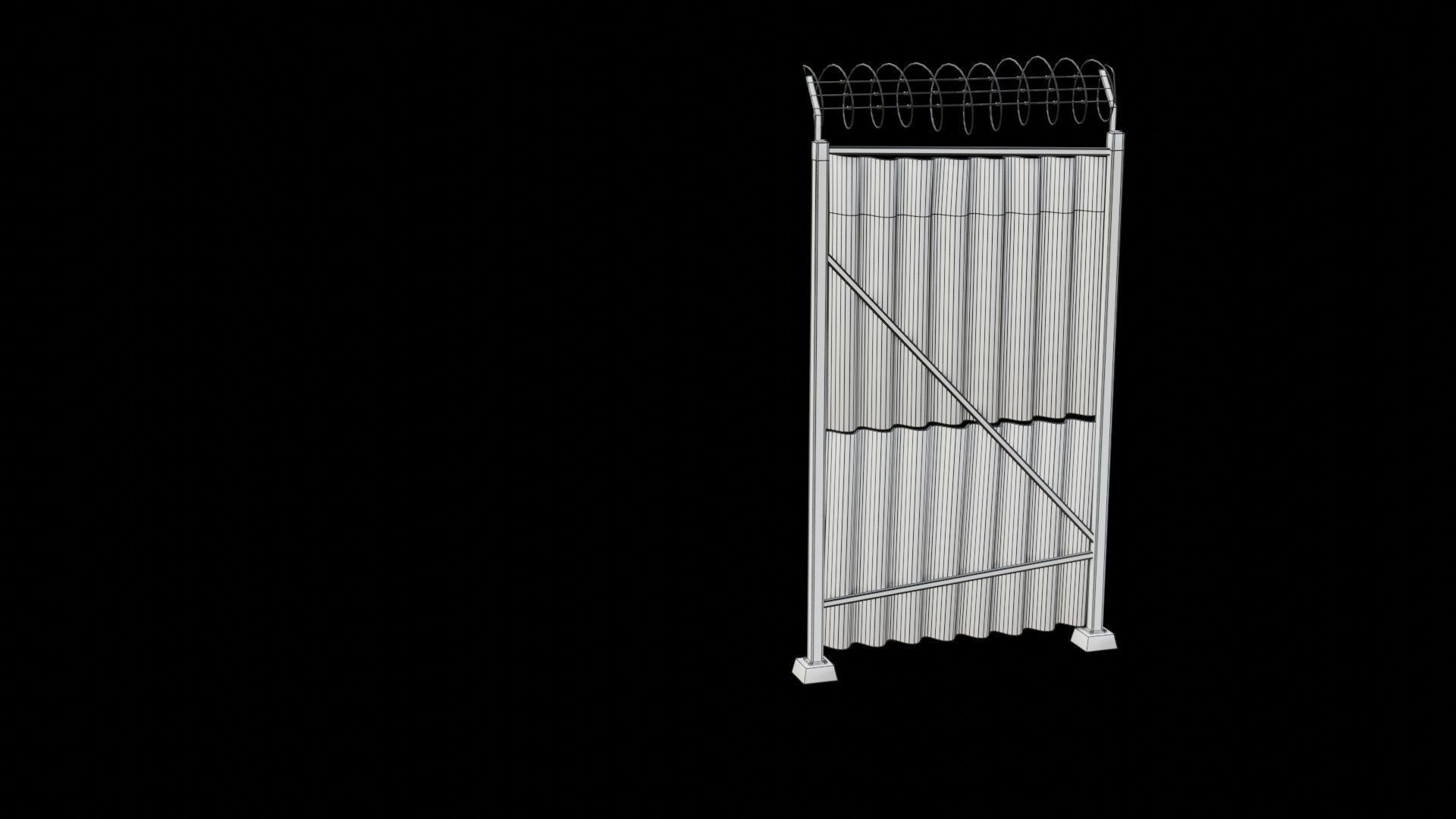 Sheet Metal Fence Low-poly 3D model_35