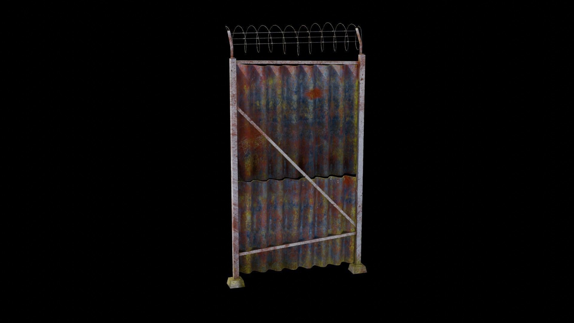 Sheet Metal Fence Low-poly 3D model_100