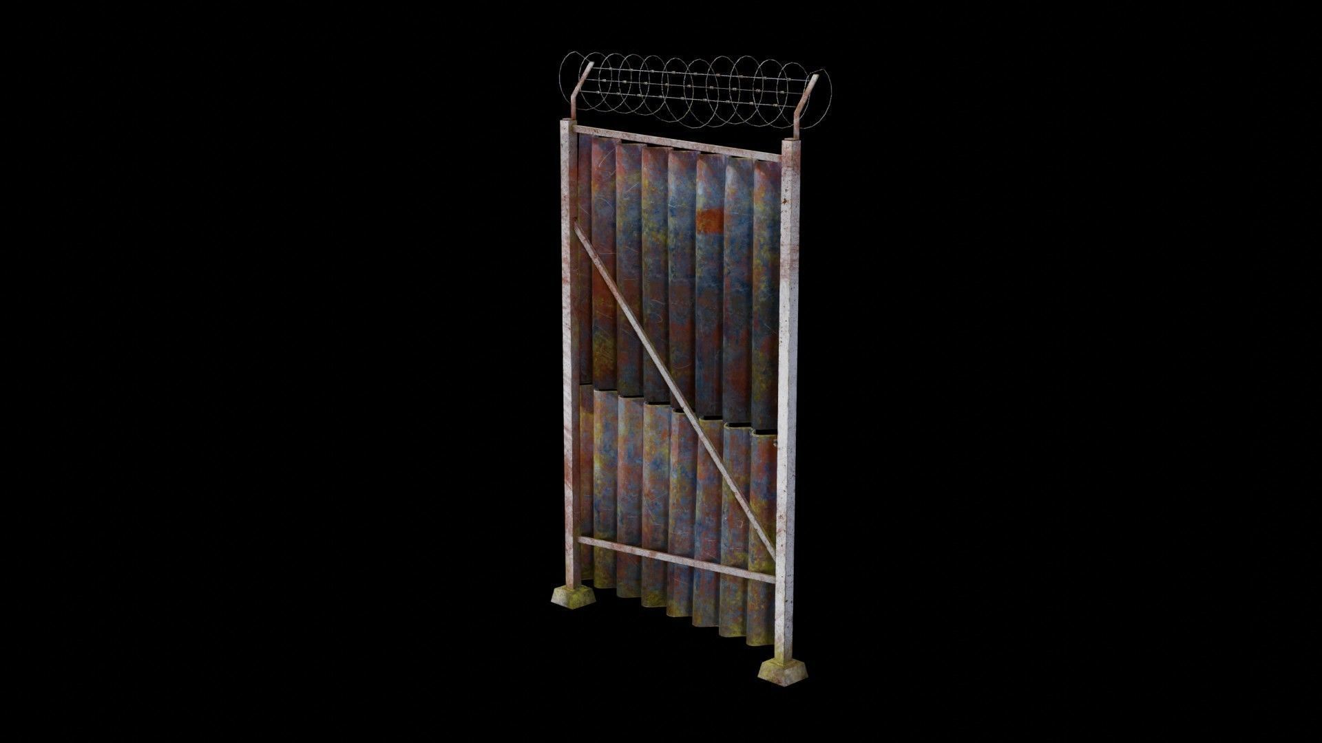 Sheet Metal Fence Low-poly 3D model_93