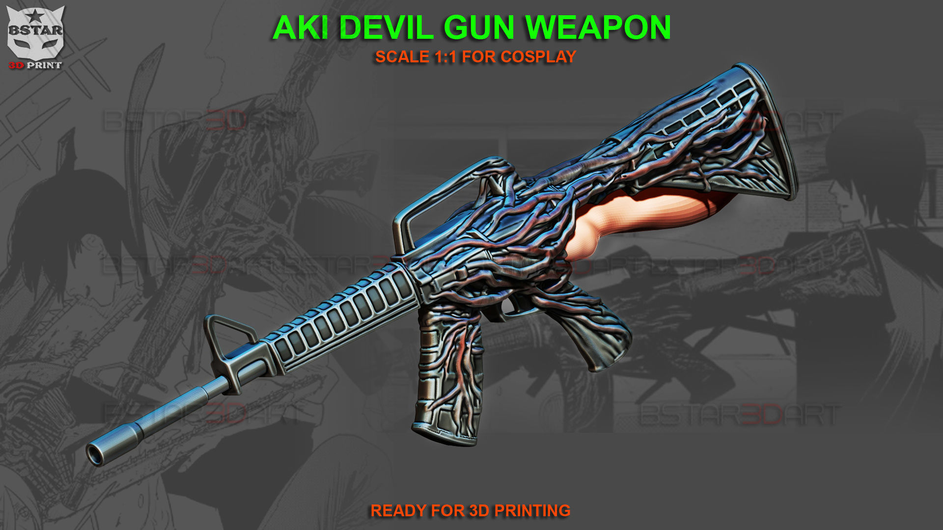 Aki Devil Gun Blade Arm Gun - Chainsawman Cosplay 3D print model_19