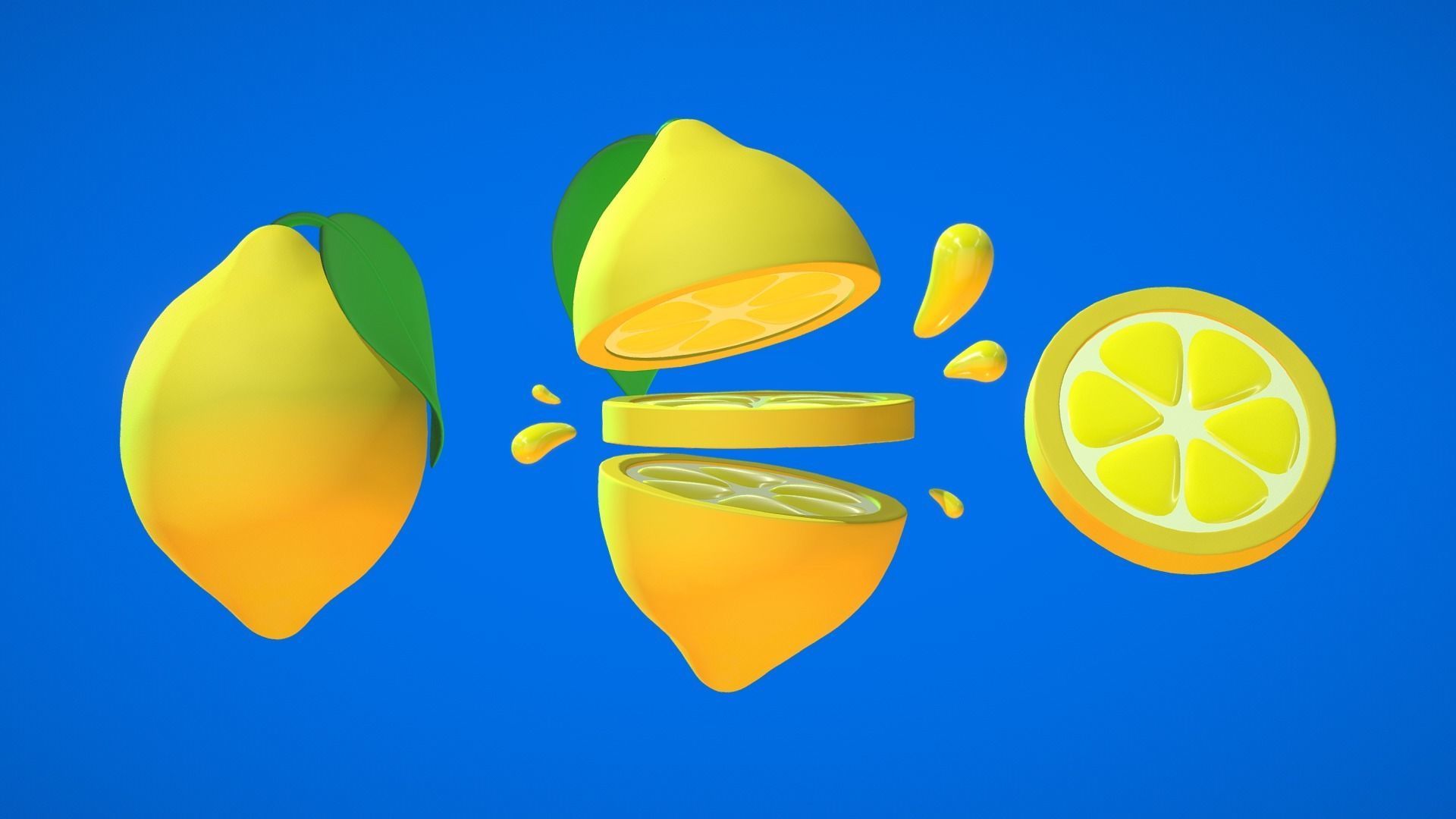 Lemon cartoon 3D model_5