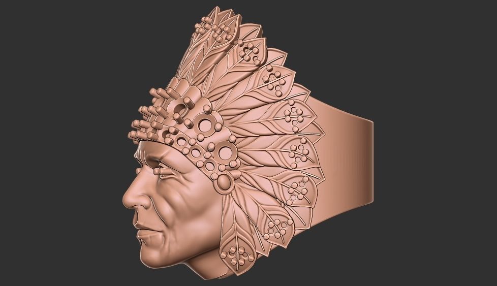 Native indian ring 3D print model_4