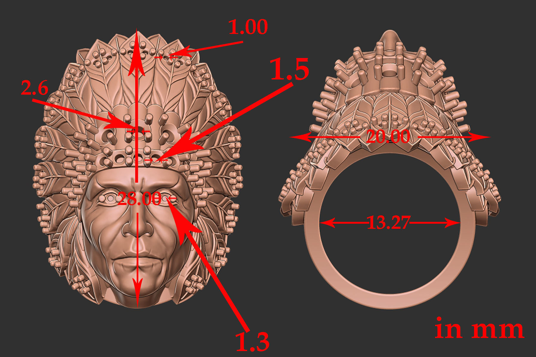 Native indian ring 3D print model_8