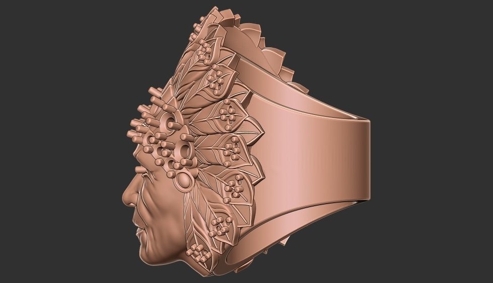 Native indian ring 3D print model_5