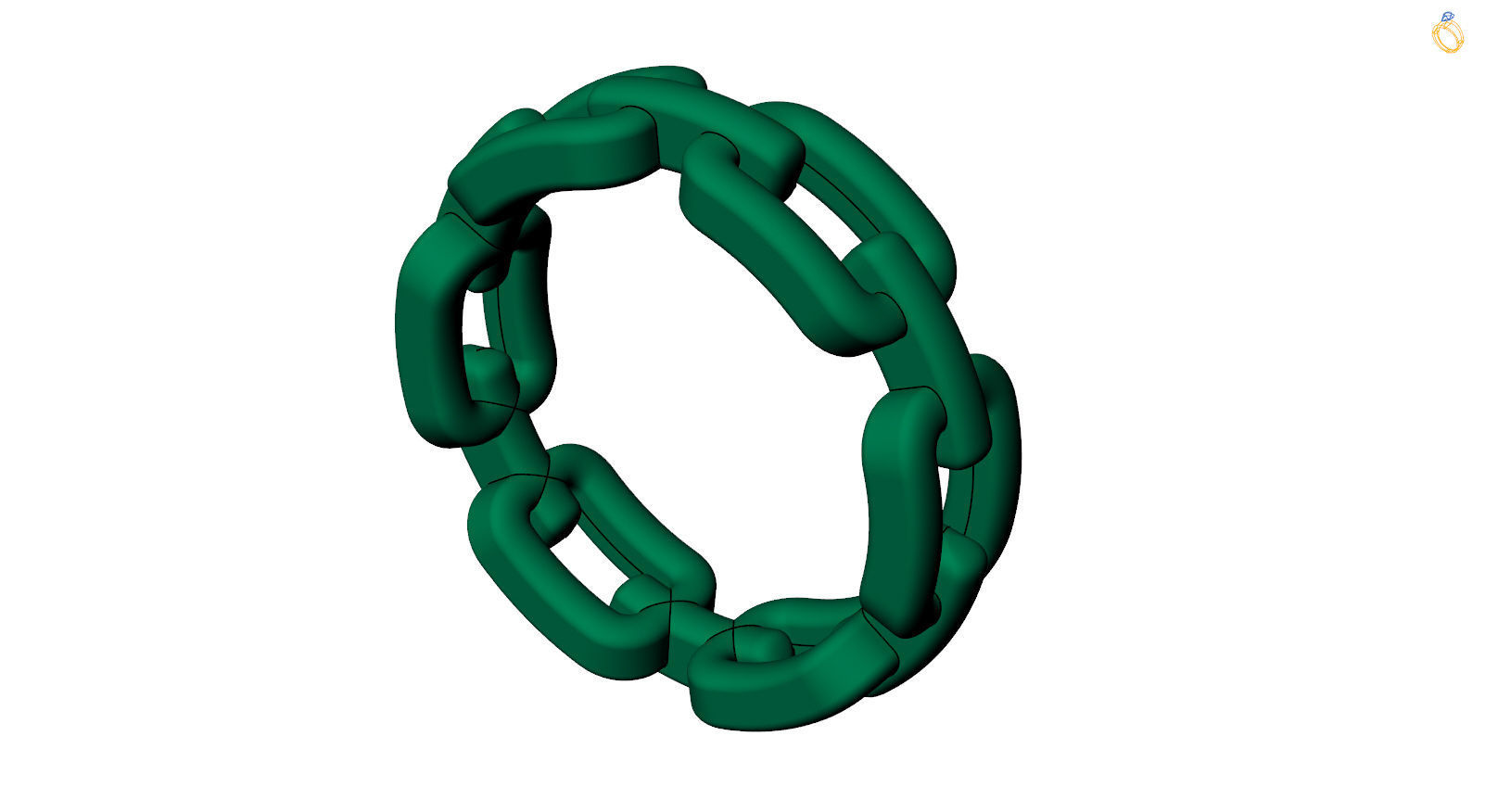 Chain gold ring 3D print model_4