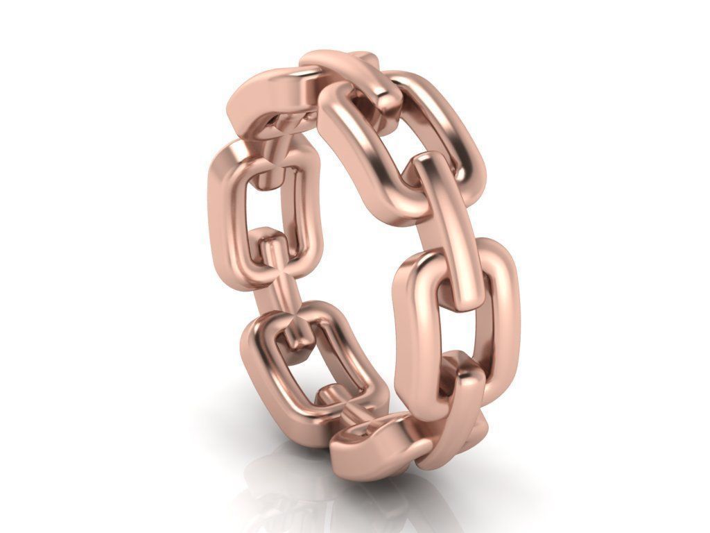 Chain gold ring 3D print model_8