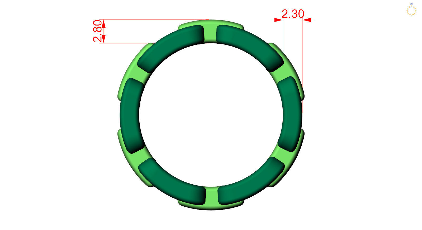 Chain gold ring 3D print model_6
