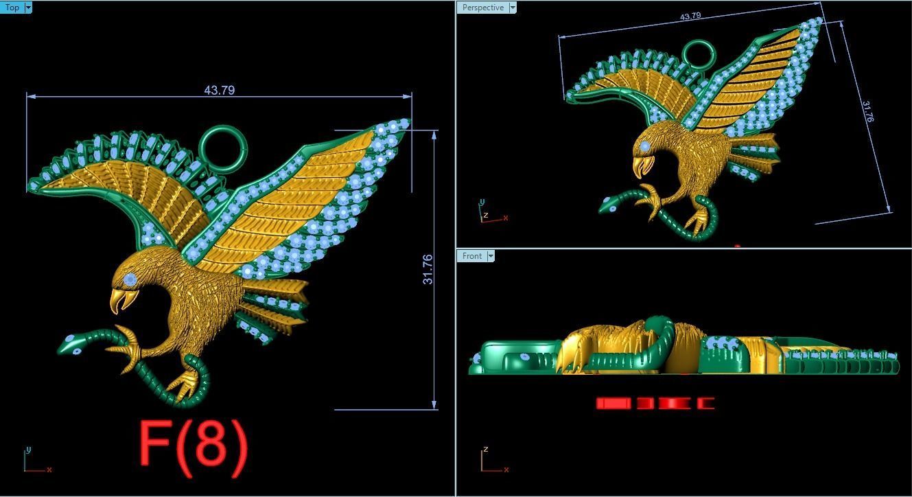 eagle pendant 3D print model_3