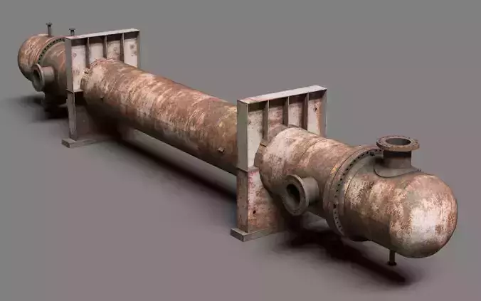 Industrial gas heat exchanger Low-poly 3D model