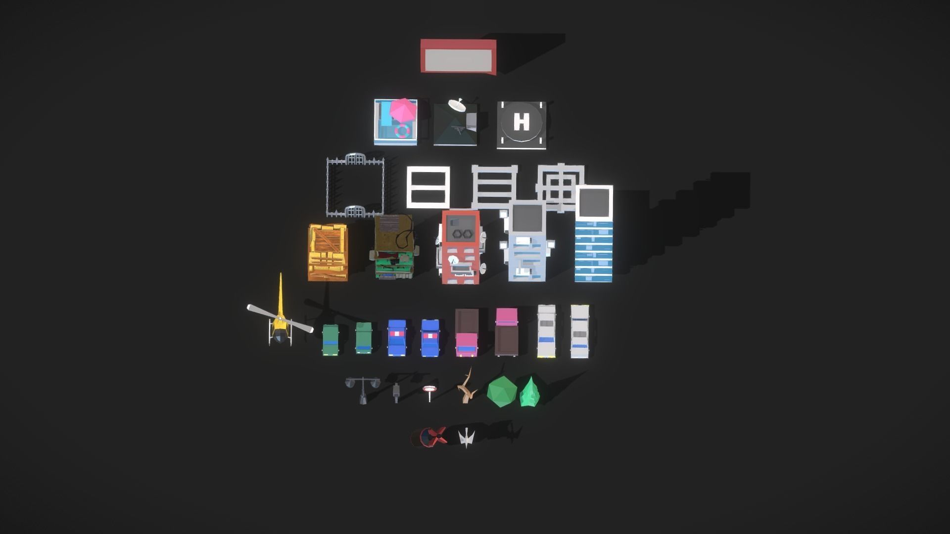 Lowpoly city set 3D model_1