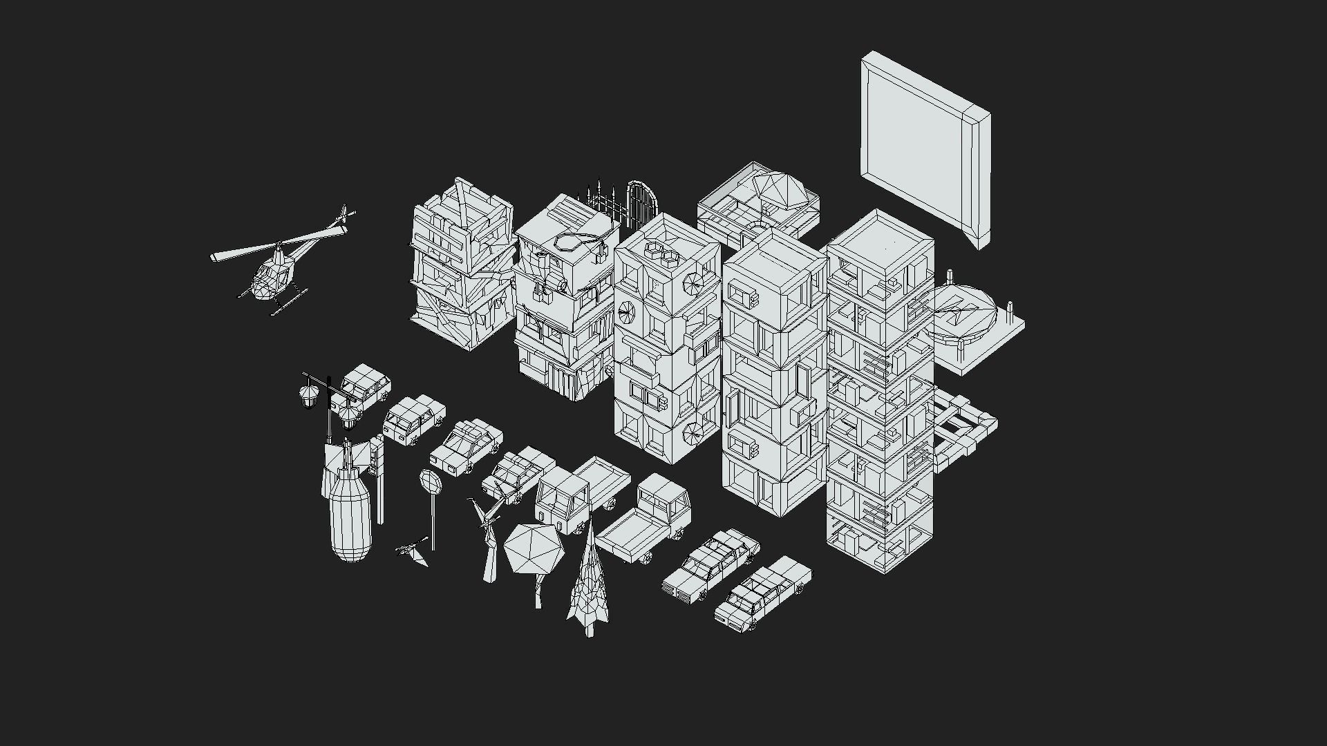 Lowpoly city set 3D model_4