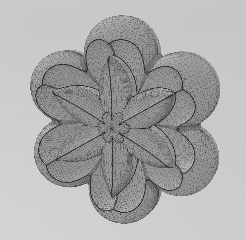 Lotus leaves Florentine rosette onlay relief 3D print model_10