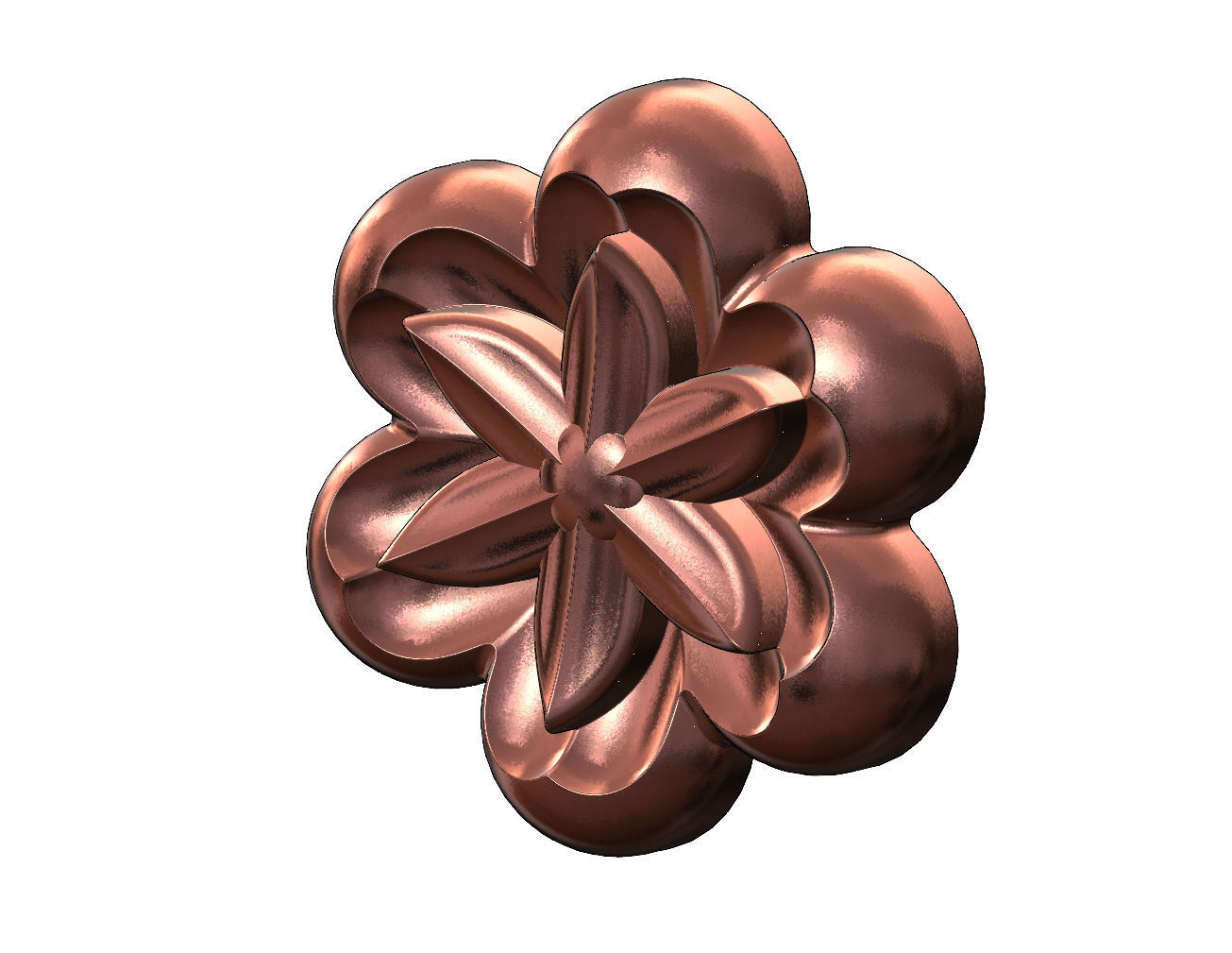 Lotus leaves Florentine rosette onlay relief 3D print model_9