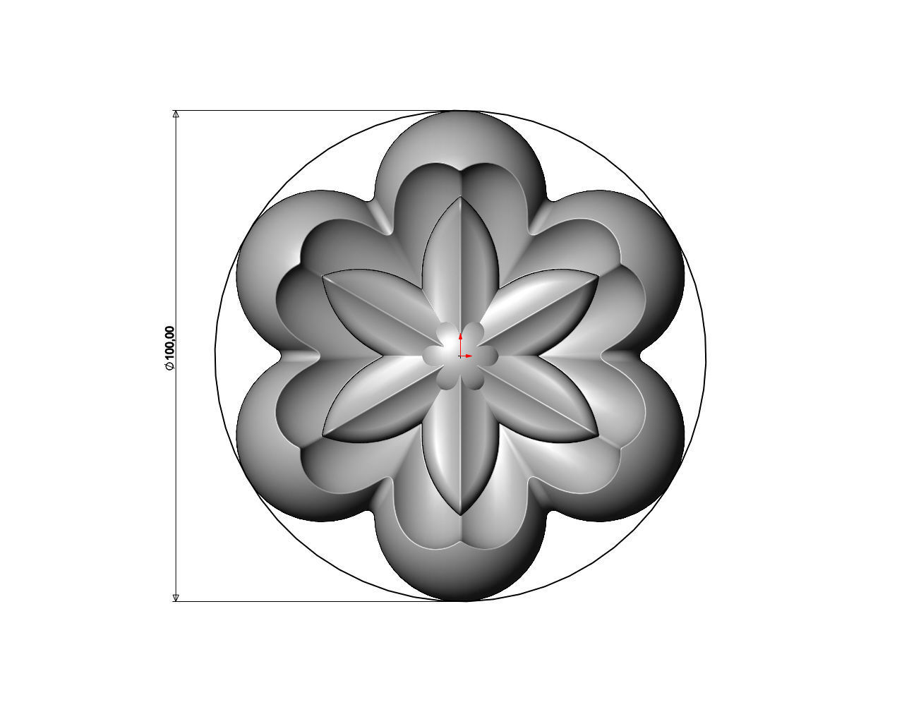 Lotus leaves Florentine rosette onlay relief 3D print model_5