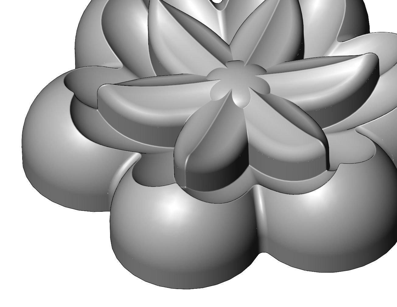 Lotus leaves Florentine rosette onlay relief 3D print model_7