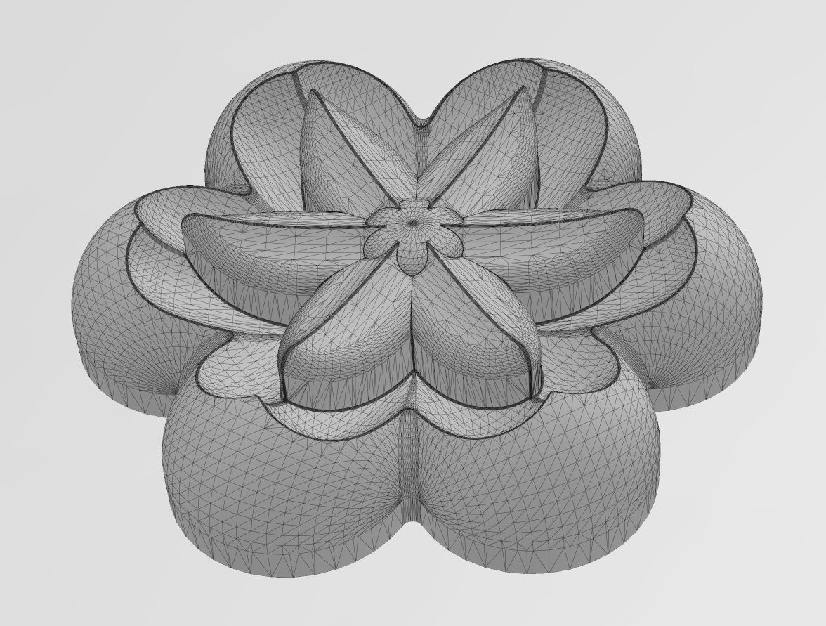 Lotus leaves Florentine rosette onlay relief 3D print model_11