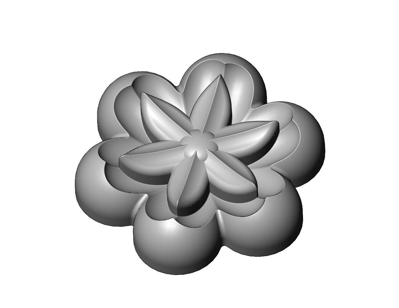 Lotus leaves Florentine rosette onlay relief 3D print model_4