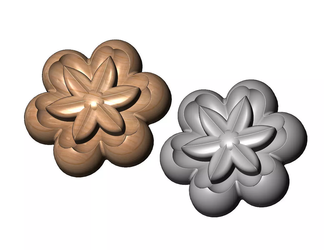 Lotus leaves Florentine rosette onlay relief 3D print model_0