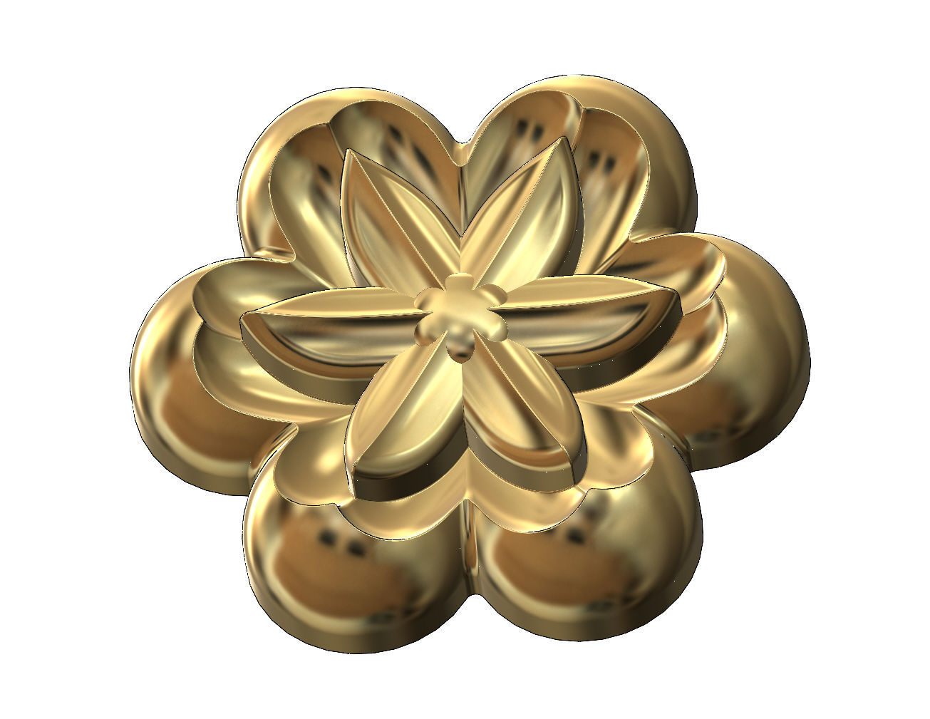 Lotus leaves Florentine rosette onlay relief 3D print model_13
