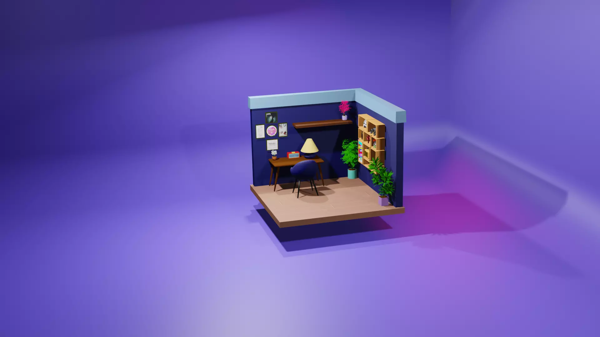 Low Poly 3D Study Room 3D model