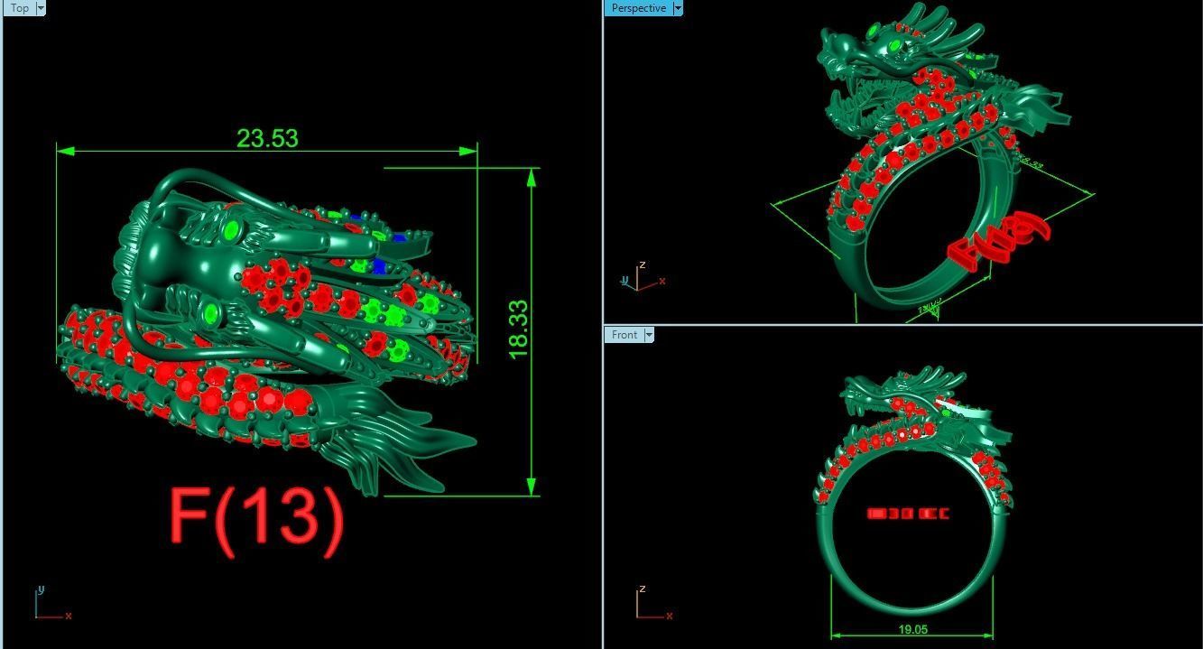 dragon ring 3D print model_3