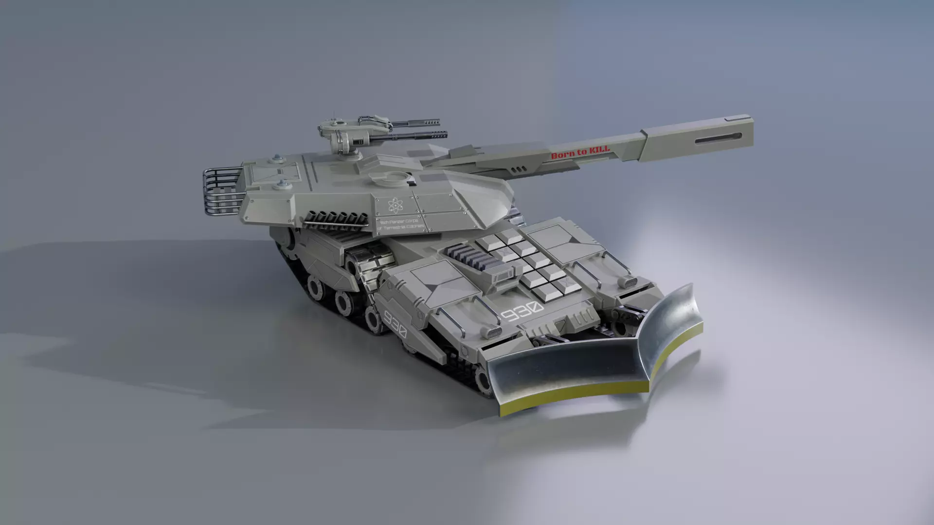 Sci-Fi Low Poly Tank GameReady 3D Model Low-poly 3D model_0