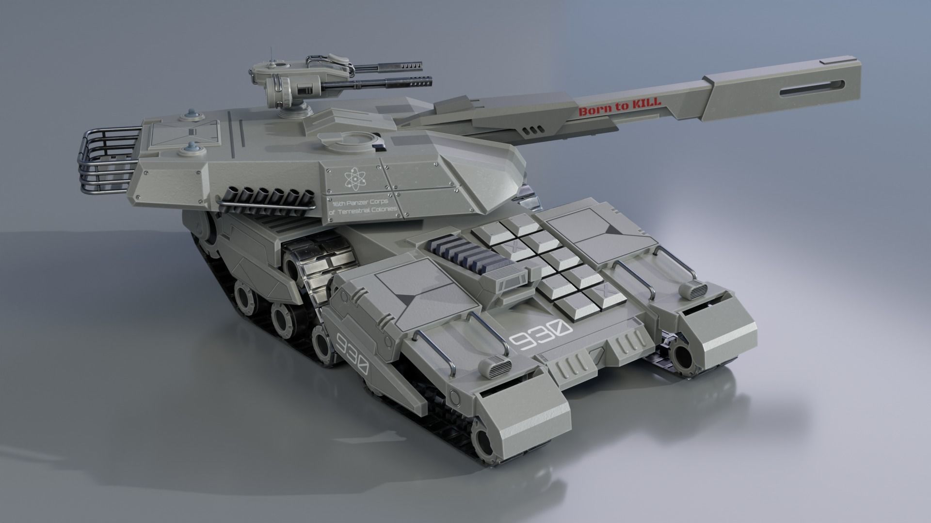 Sci-Fi Low Poly Tank GameReady 3D Model Low-poly 3D model_8