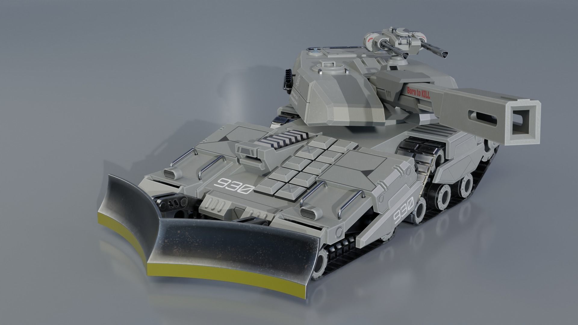 Sci-Fi Low Poly Tank GameReady 3D Model Low-poly 3D model_2