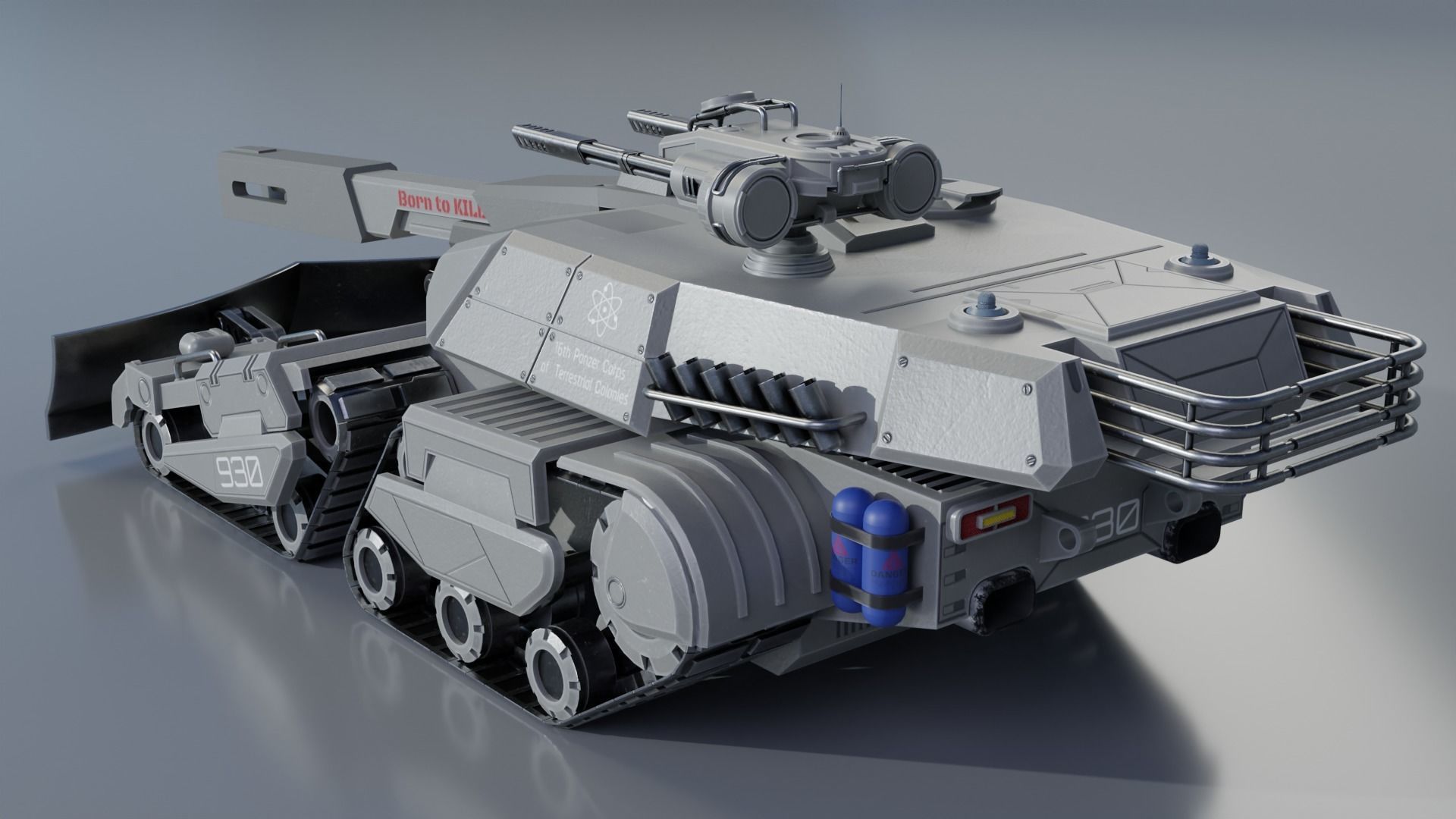Sci-Fi Low Poly Tank GameReady 3D Model Low-poly 3D model_3