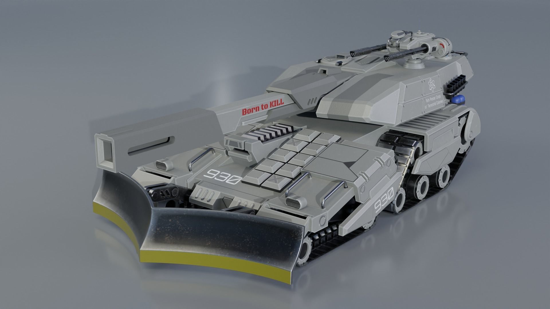 Sci-Fi Low Poly Tank GameReady 3D Model Low-poly 3D model_1