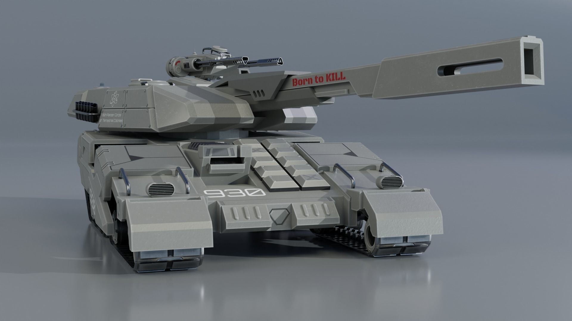 Sci-Fi Low Poly Tank GameReady 3D Model Low-poly 3D model_6
